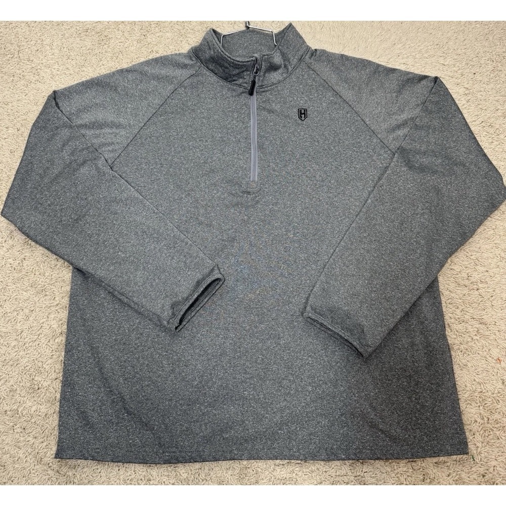 Heybo Men's 1/4 Zip Fleece Lined Pullover Size L Heather Gray Outdoors Hunt Hike